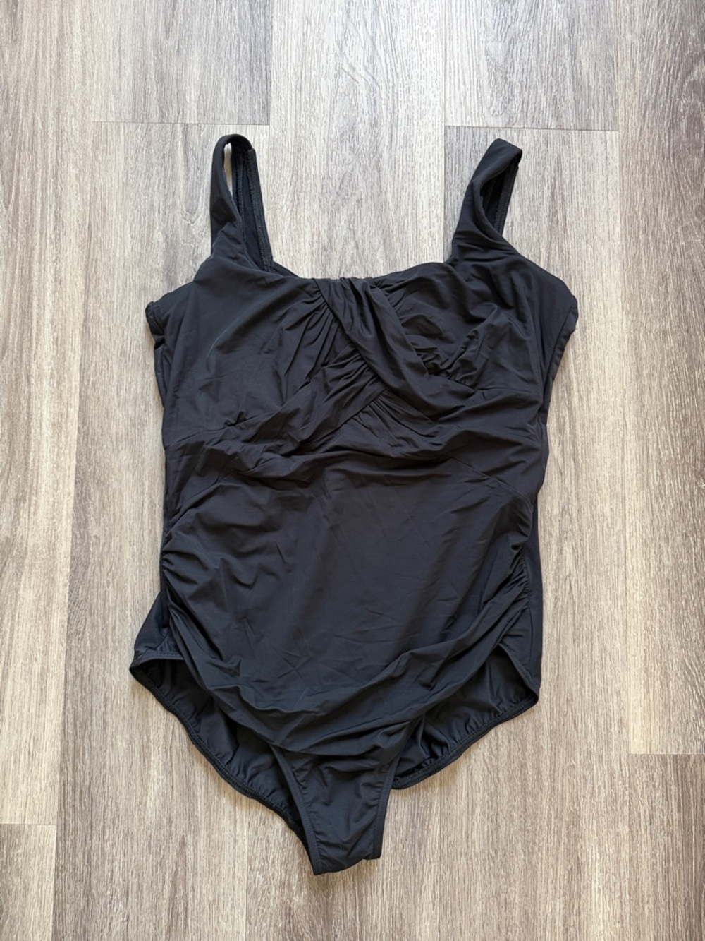 Lands' End Black One-Piece Swimsuit Open Back Slimming Classic Size 16W